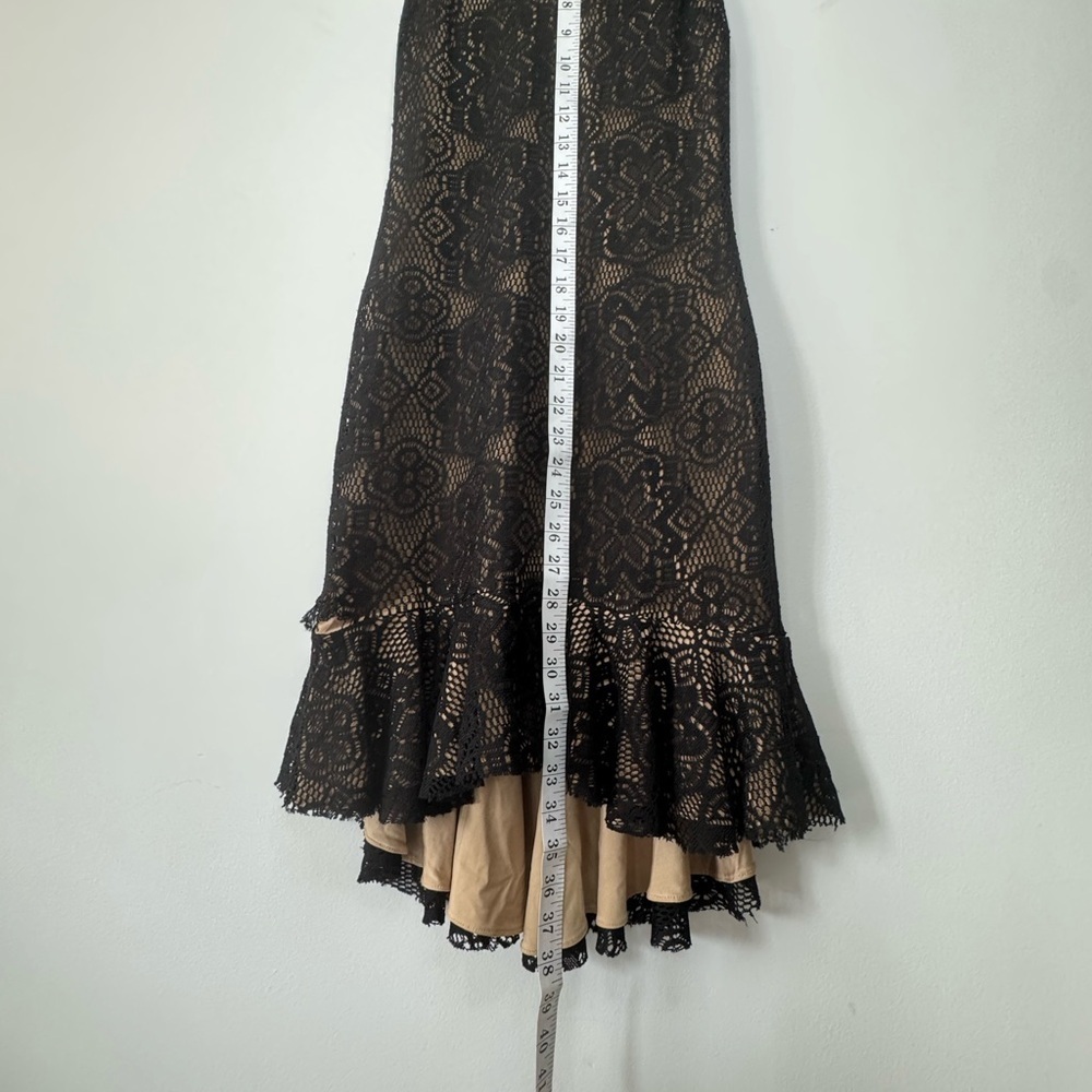 Dress the Population Black & Beige V-Neck Midi Dress - Size Small - Picture 12 of 17
